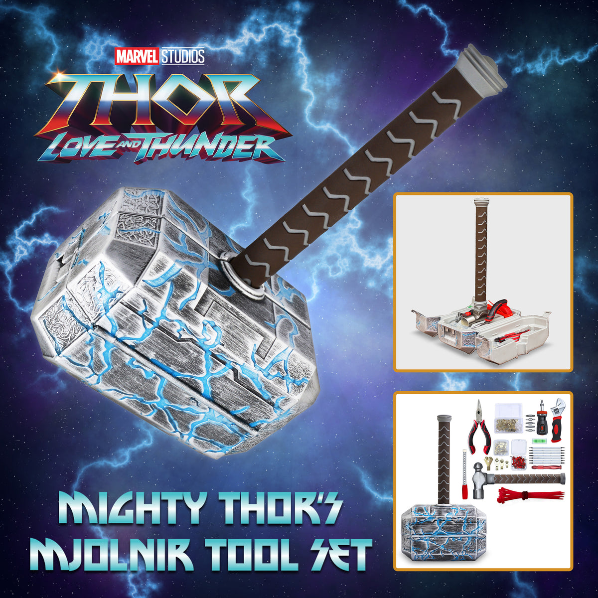 Marvel Avengers Thor's Hammer 44-Piece Tool Set - Mjolnir Toolbox All- –  Ukonic