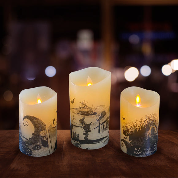 Nightmare Before Christmas Real Wax LED Candle | Set of 3