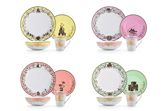 Disney Princess 16-Piece Dinnerware Set #3 - Moana, Pocahontas, Snow White, Merida