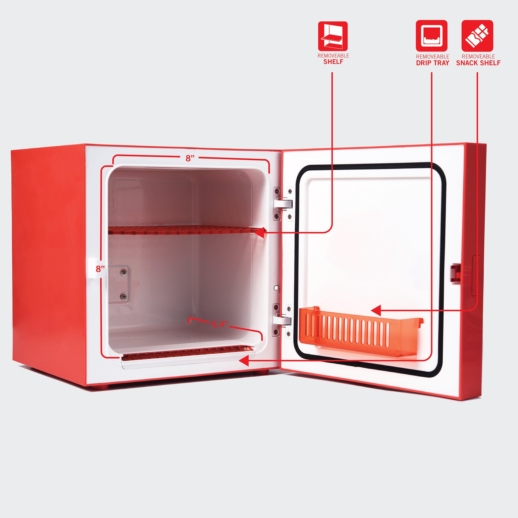 red mini fridge