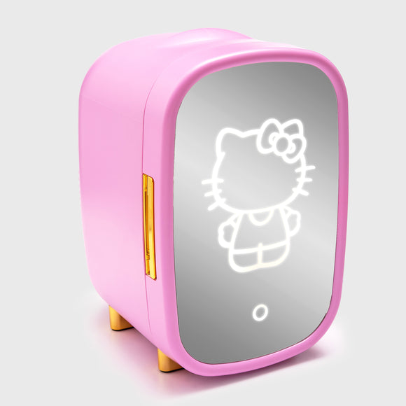 Sanrio Hello Kitty Beauty Fridge Thermoelectric Cooler with Light-Up LED Mirror, 7L, Pink