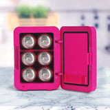 Barbie Hot Pink Gold Mini Fridge Thermoelectric Cooler with AC/DC Power, 4L