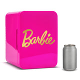 Barbie Hot Pink Gold Mini Fridge Thermoelectric Cooler with AC/DC Power, 4L