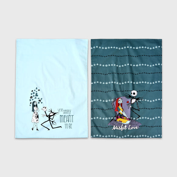 Nightmare Before Christmas Jack and Sally Cotton Kitchen Hand Towels | Set of 2