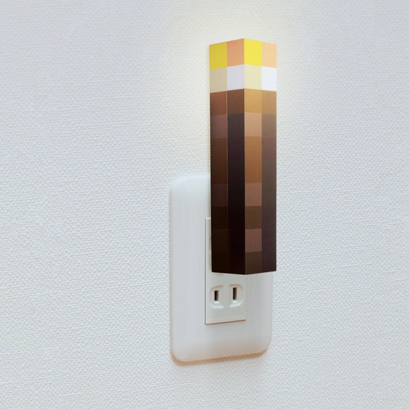 Minecraft Brown Stone Torch Plug-In Nightlight with Auto Dusk to Dawn Sensor