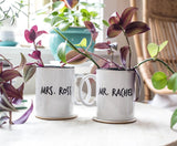 Friends Mr. Rachel and Mrs. Ross Whiskers and Mustache Double-Sided Mugs