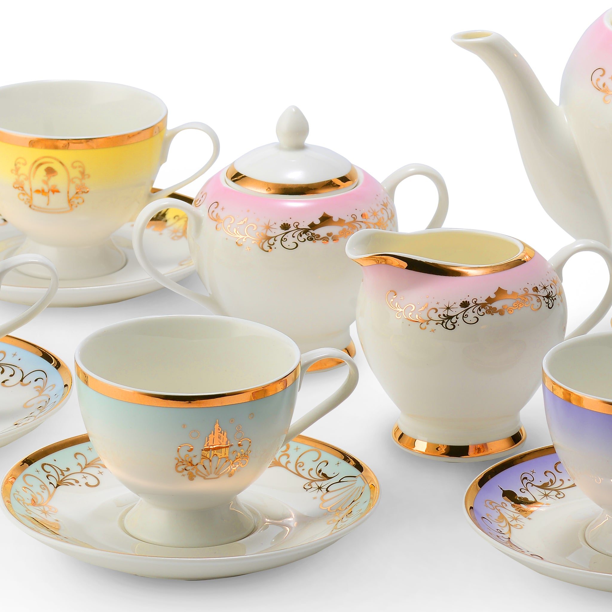 Disney Princess 13-Piece Tea Set - Jasmine, Belle, Cinderella, Ariel ...
